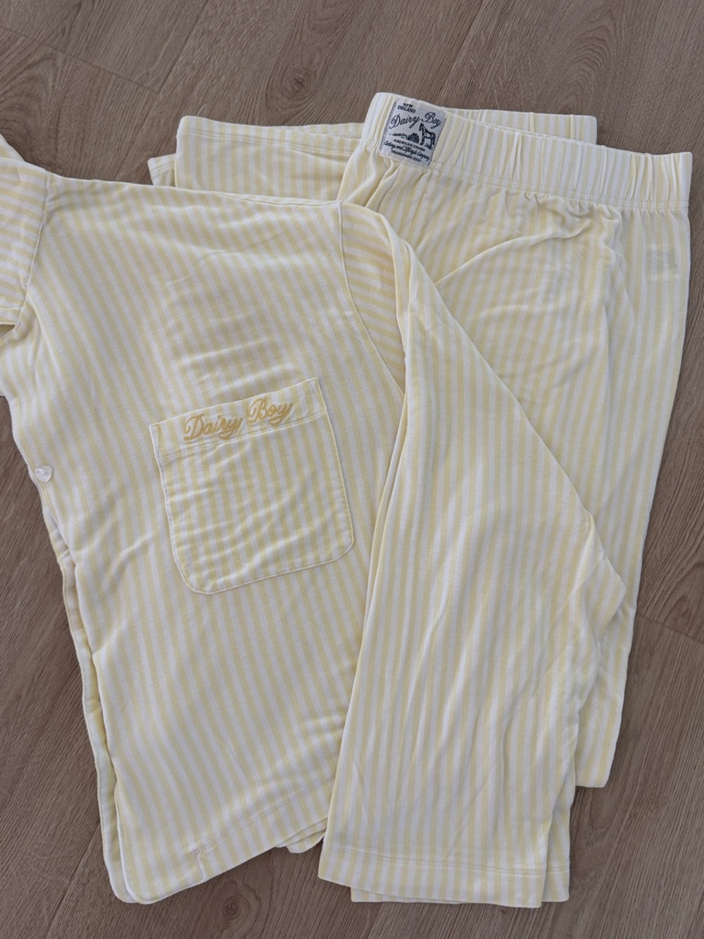 Dairy Boy yellow stripe pajama set